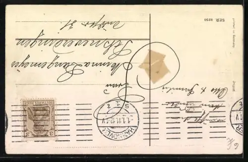 AK Junge & Mädchen auf einer Wippe mit einem Rosenkorb, Neujahr