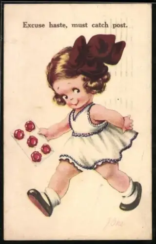 AK Mädchen mit einem Brief in der Hand