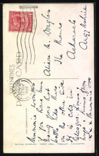 AK Kinderpaar mit einer Wärmflasche im Bett