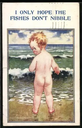 AK Rückenansicht von nacktem Jungen am Meer