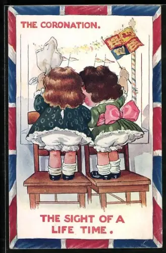 AK Rückenansicht von zwei winkenden Kindern