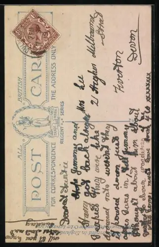 AK Kinderpaar mit Päckchen bei Mondschein