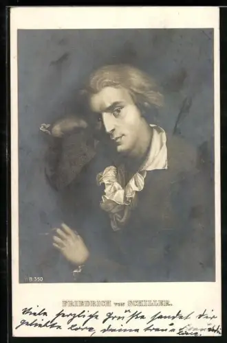 AK Dichter Friedrich Schiller stützt den Kopf auf seine Hand