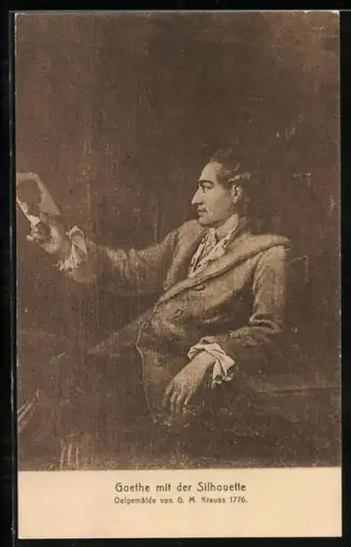AK Goethe mit der Silhouette, Portrait
