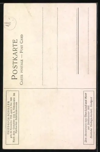 AK Friedrich Schiller sitzt in einem Stuhl und blickt nachdenklich zur Seite