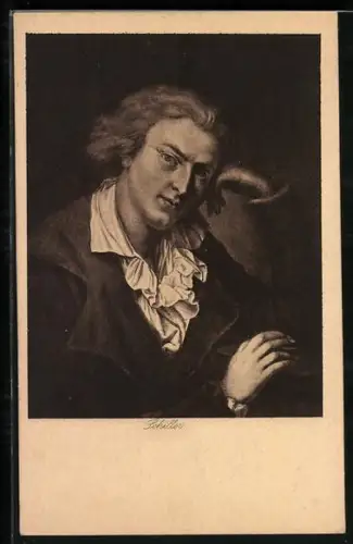AK Friedrich Schiller in Denkerhaltung, Portrait
