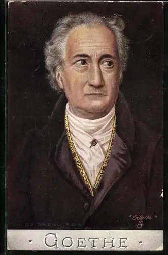 AK Goethe, Portrait, rückseitig Infotext
