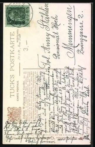 AK Goethe, Portrait, rückseitig Infotext