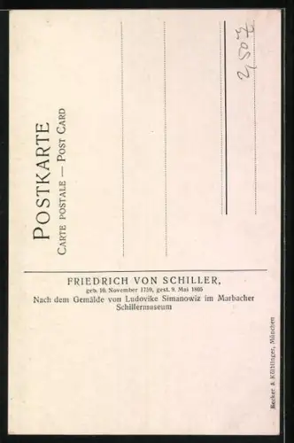 AK Friedrich Schiller sitzt in einem Stuhl und blickt nachdenklich zur Seite