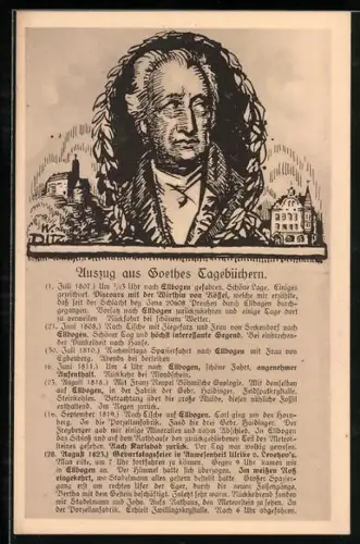 AK Goethe, Portrait mit Tagebuch-Auszug