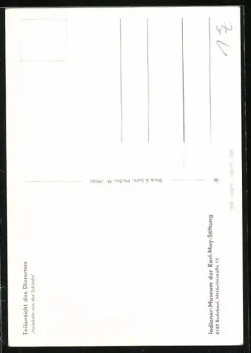 AK Radebeul, Indianer-Museum der Karl-May-Stiftung, Indianer u. Zelt, Diorama, Teilansicht