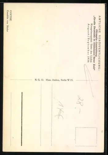 AK Portrait Goethe's am Tisch sitzend
