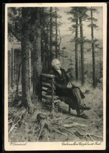 AK Goethe auf einer Lichtung im Wald, Portrait