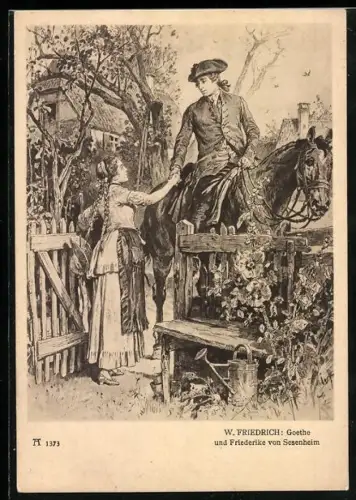 AK Goethe und Friederike von Sesenheim