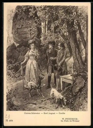 AK Im Park zu Weimar, Goethe, Corona Schroeter, Karl August
