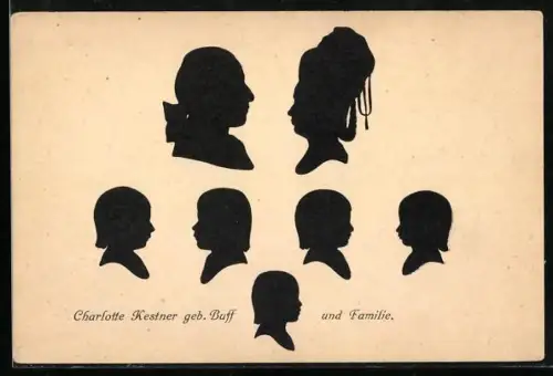AK Silhouette Charlotte Kestner, geb. Buff, und Familie