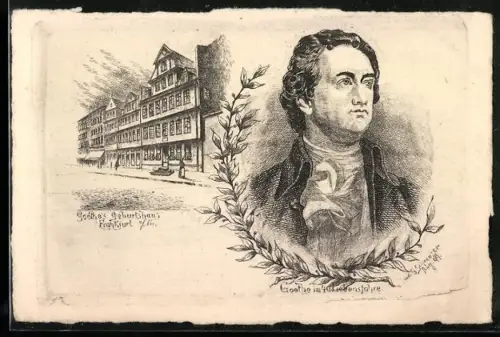 AK Frankfurt a. M., Goethes Geburtshaus, Goethe im 40. Lebensjahre