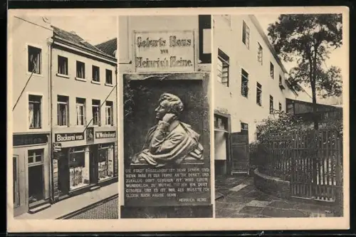 AK Düsseldorf, Dichter Heinrich Heine-Geburtshaus, Bäckerei Weidenhaupt