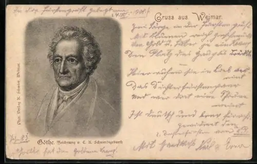 AK Goethe, Portrait, Zeichnung