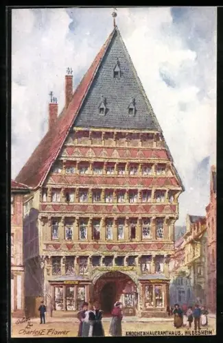 Künstler-AK Charles F. Flower: Hildesheim, Blick zum Knochenhaueramthaus