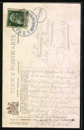 Künstler-AK Charles F.Flower: Nürnberg, Blick zur Lorenzkirche, Leute, Geschäfte