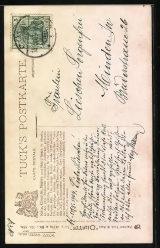 Künstler-AK Charles F. Flower: Köln, Fischmarkt mit Gross St. Martin und Stapelhaus