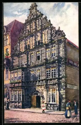 Künstler-AK Charles F. Flower: Hameln, Rattenfängerhaus in der Osterstrasse