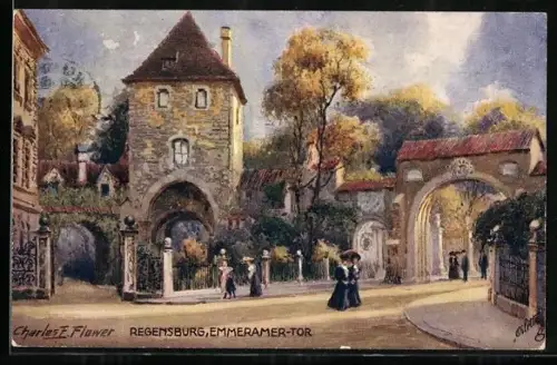 Künstler-AK Charles F. Flower: Regensburg, Emmeramer Tor