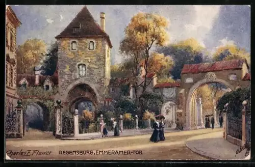 Künstler-AK Charles F. Flower: Regensburg, Emmeramer Tor