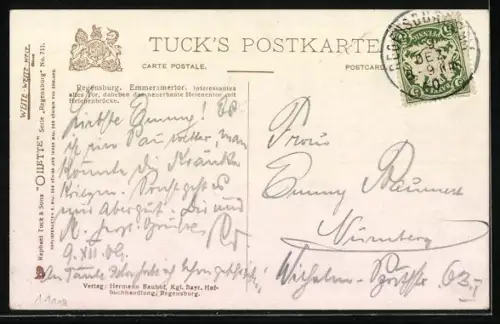 Künstler-AK Charles F. Flower: Regensburg, Emmeramer Tor