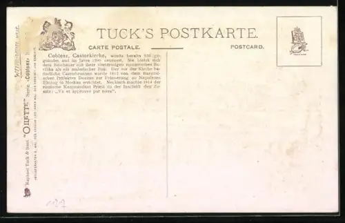 Künstler-AK Charles F.Flower: Koblenz, Castorkirche mit Passanten