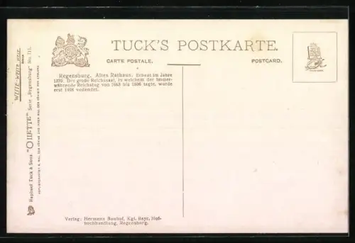 Künstler-AK Charles F. Flower: Regensburg, Blick auf das Alte Rathaus