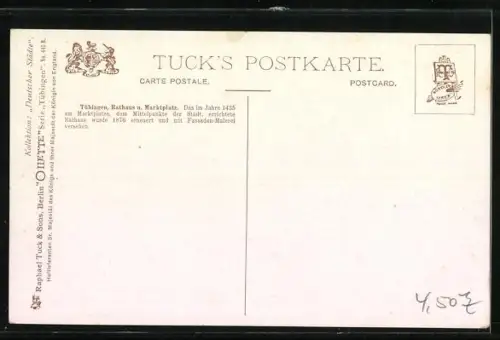 Künstler-AK Charles F. Flower: Tübingen, Rathaus und Markt-Platz