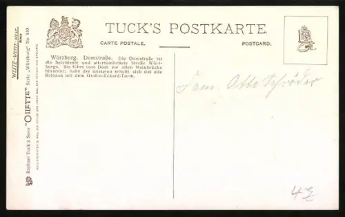 Künstler-AK Charles F. Flower: Würzburg, Domstrasse mit Blick auf den Dom