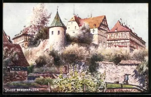 Künstler-AK Charles F. Flower: Schloss Bebenhausen im Sonnenschein