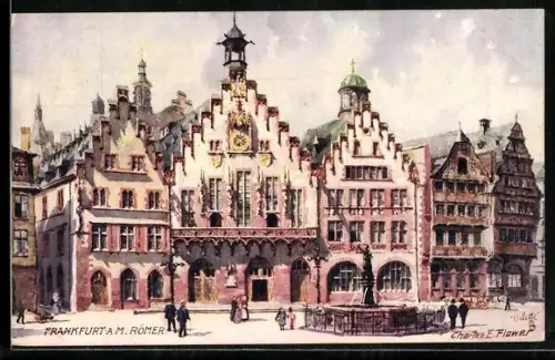 Künstler-AK Charles F. Flower: Römer mit Brunnen