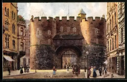 Künstler-AK Charles F.Flower: Köln, Eigelsteinertor mit Leuten
