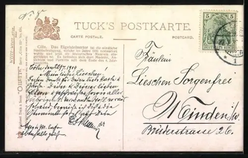 Künstler-AK Charles F.Flower: Köln, Eigelsteinertor mit Leuten