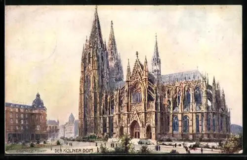 Künstler-AK Charles F. Flower: Köln, Blick auf den Dom