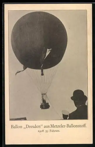 AK Reklame für Ballon Dresden aus Metzeler-Ballonstoff