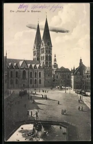 AK Bremen, Zeppelin Hansa fliegt über den Ort