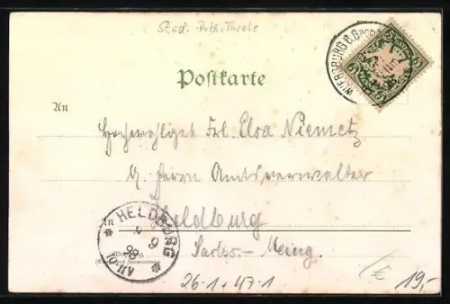 Lithographie Flicken, Burschenschafter nach der Mensur, studentische Szene