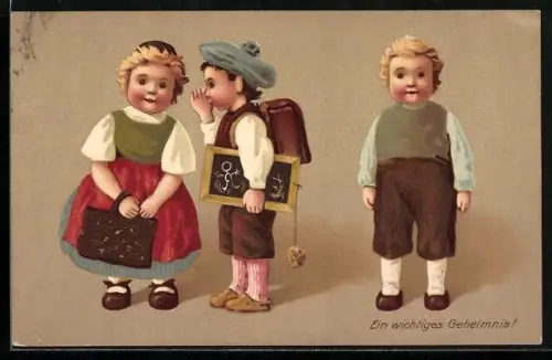 Künstler-AK Fritz Baumgarten: Kleiner Jüngling flüstert ein Geheimnis