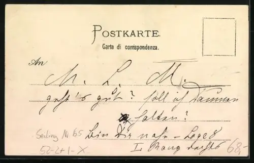 Künstler-AK Seiling Nr. 65: Riva, Ortsansicht gegen Berg mit Gesicht / Berggesichter