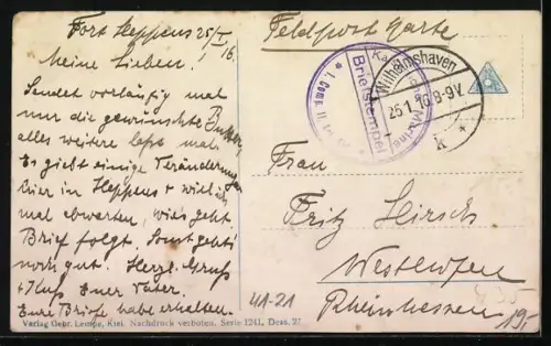 AK Kriegsschiff S.M.S Dresden vor der Küste, Reichskriegsfahne