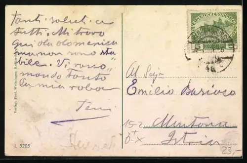 AK Radkersburg, Zeppelin fliegt ober den Ort mit Graz und Wien auf der Route