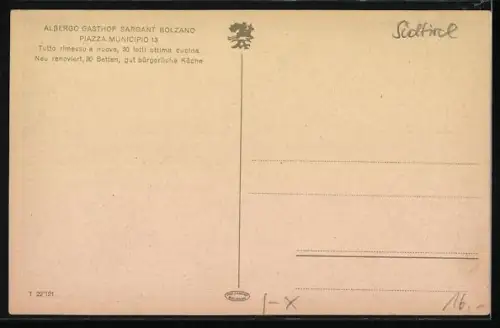 AK Bozen, Albergo Gasthof von der Strasse gesehen