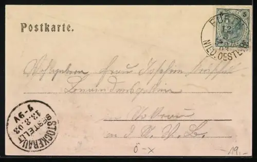 AK Schwadorf, Untere Hauptstrasse, Bruckerstrasse, Wienerstrasse und Kirche