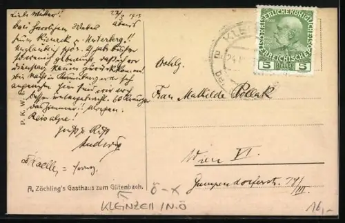 AK Kleinzell /N. Ö., Gasthaus zum Gütenbach, Inh. A Zöchling