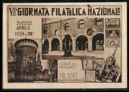 AK Milano, VII. Giornata Filatelica Nazionale 1939, Loggia dei Mercanti